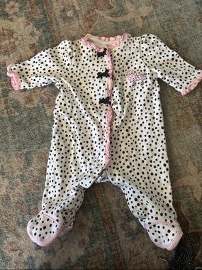 Polka Dot Pink Trim Baby One-Piece